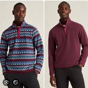 Bonobos Mens Fall Preppy Work Reversible Polar Fleece 1/4 Snap Sweater Size XL
